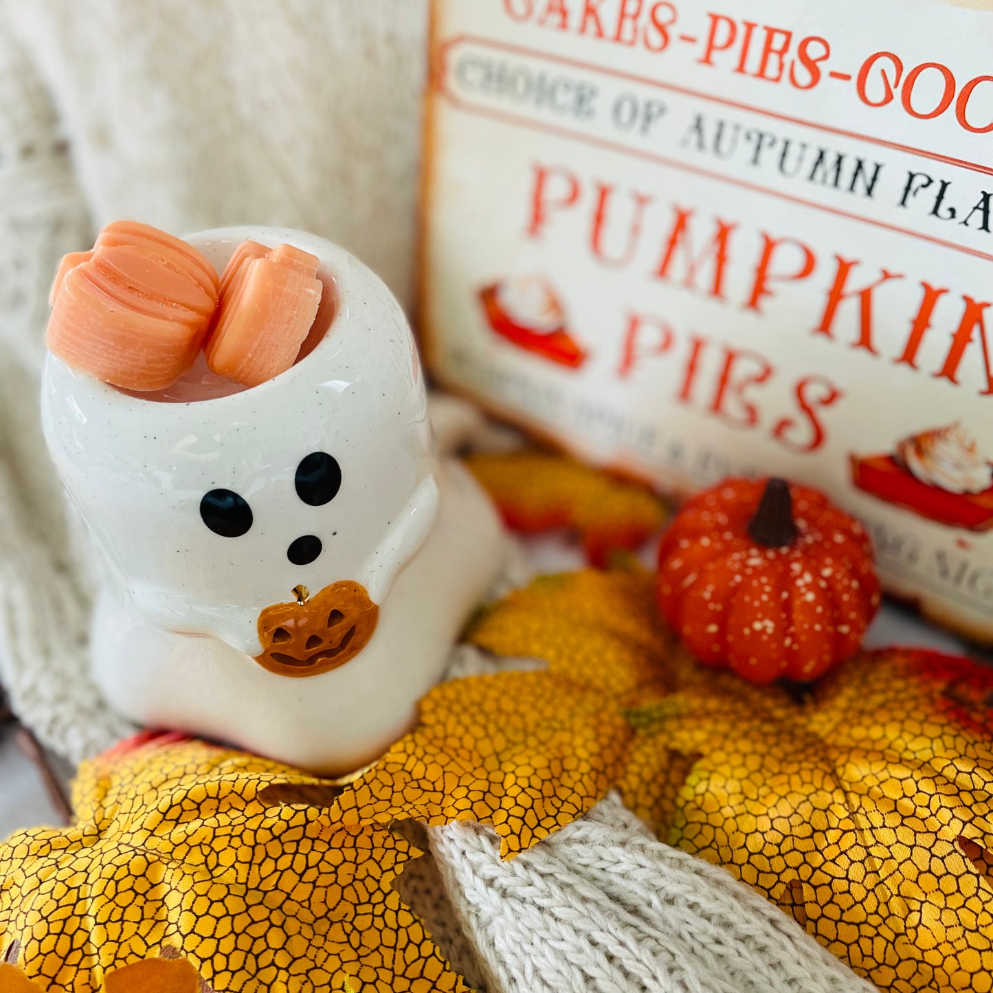 Spookje wasbrander met pompoen